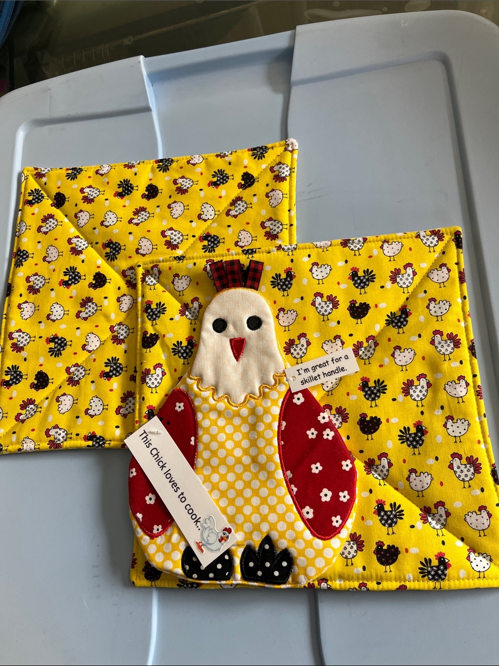 Yellow Chicken Quilted Pot Holders